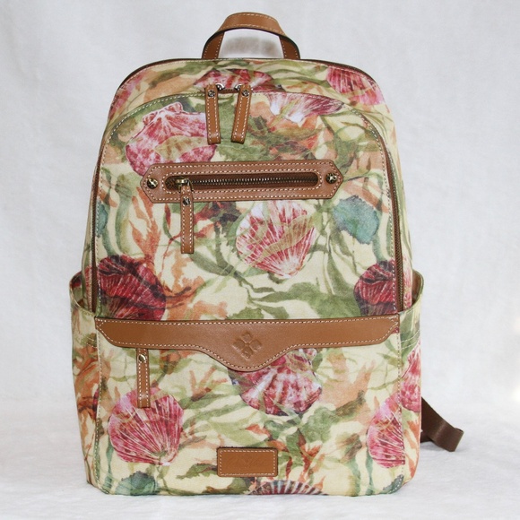 Patricia Nash Karina Backpack Travel Laptop Bag in Seashells by the Seashore - Picture 1 of 3